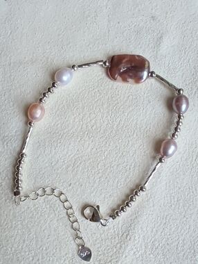 Pink, Blush and White Freshwater Pearl Bracelet with Silver Accents